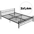 MODERNHOME metalni krevet 140 x 200 cm s letvičastom podnicom, crni okvir