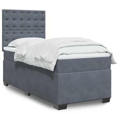 Box spring krevet s madracem tamnosivi 90x190 cm baršunasti