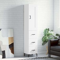Visoka komoda bijeli 34 5x34x180 cm od konstruiranog drva , ladice