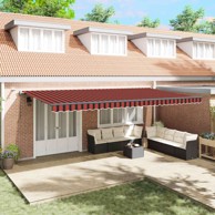 Tenda na ručno uvlačenje, 400 cm, žuto-plava prugasta, bijeli okvir