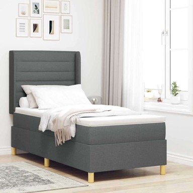 Box spring krevet s madracem 90x190 cm tkanina, siva