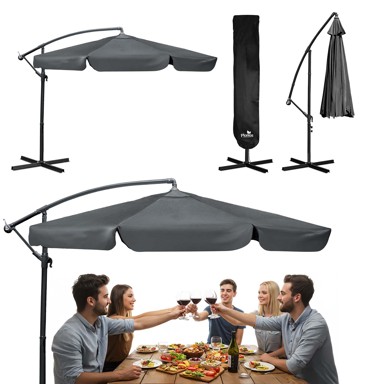 PLONOS Vrtni suncobran 488000, 350 cm, siva