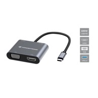 CONCEPTRONIC Docking stanica 4u1 USB-C na HDMI/USB 3.0/VGA 100W PD 15 cm