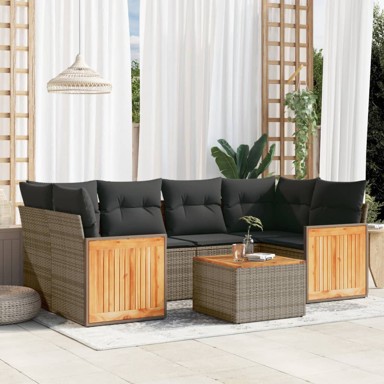7-dijelni set vrtnih sofa sivi od poliratana