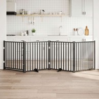 Vrata za pse s vratima sklopiva, 4 panela, 80 x 90 x 2 cm 4, crna