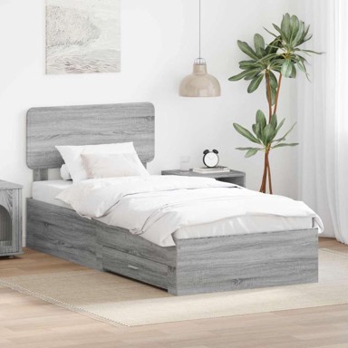 Okvir za krevet s uzglavljem 100 x 200 cm, siva sonoma
