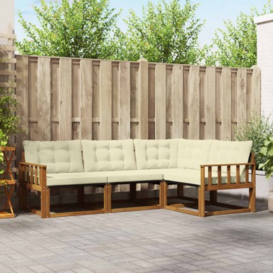 Set vanjskih sofa s jastukom 4 kom, prirodna i krem