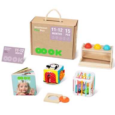 TOOKY TOY XXL kutija, Montessori edukativna, 5u1, senzorička igračka za 11-12 mj.