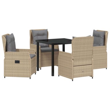 5-dijelni blagovaonski stol i stolice u vrtu, poli ratan, bež