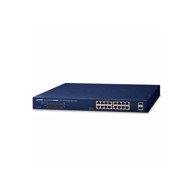 PLANET Switch 16-Port 16x 1GbE 802.3at PoE 2-Port 1000X SFP Gigabit Ethernet Unmanaged