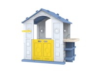 Dječja kućica za igru sa umivaonikom i košem, plavi krov