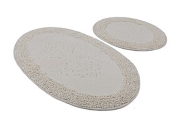 Kupaonski set tepiha Piante oval 50x60cm i 60x100cm, 2/1, bijeli