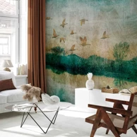 Tapeta Golden Ducks, 245x175 cm, samoljepljiva