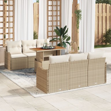 Set od 7 dijelVrtnih sofa s jastučićima, bež