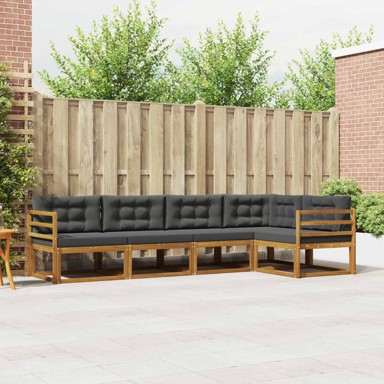 Set vanjskih sofa s jastucima, 5 kom, prirodna i antracit