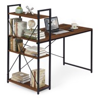 ModernHome uredski stol s policom i 3 police 120 x 60 cm, crno tamno-smeđi