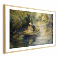 Plakat Prelazak čamcem, slika dviju žena u čamcu na rijeci, 90x60 cm, zlatni okvir s margom