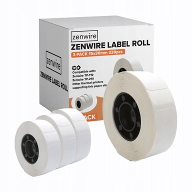 ZENWIRE Samoljepljive termalne naljepnice za mini pisač TP-110 15 x 30 mm, 3 role po 230 kom