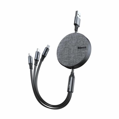 BASEUS USB kabel 3u1 Lightning/Type-C/Micro, duljina 1,2 m, sivi, model CAMLT-BYG1