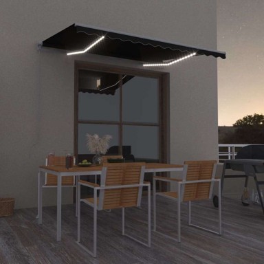 Tenda na ručno uvlačenje s LED svjetlima, 350 x 250 cm, antracitna