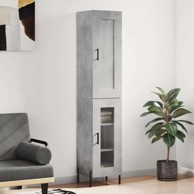 Visoka komoda siva betona 34 5x34x180 cm od konstruiranog drva 