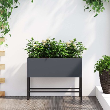 Povišeni vrtni planter, antracit, 60 x 26 x 45 cm, čelik