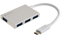 SANDBERG USB hub 136-20, USB-C, 4x USB-A, sivi