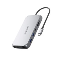 ORICO Docking stanica XCR, 12 u 1, USB-C, 2x USB-A 3.1, 2x HDMI 4K@60Hz, DisplayPort 4K@60Hz, PD 100 W, siva