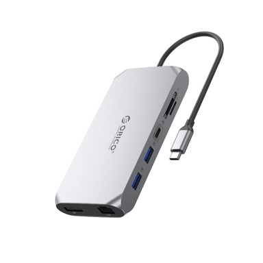 ORICO Docking stanica XCR, 12 u 1, USB-C, 2x USB-A 3.1, 2x HDMI 4K@60Hz, DisplayPort 4K@60Hz, PD 100 W, siva