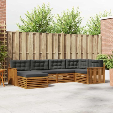 Set vanjskih sofa, 6 kom, s jastucima, prirodna i antracit