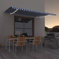 Tenda na ručno uvlačenje LED 500 x 350 cm plavo-bijela