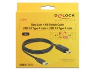 DELOCK Kabel, USB 3.0, USB-A (M) na USB-A (M), DataLink + KM switch, 1.5m