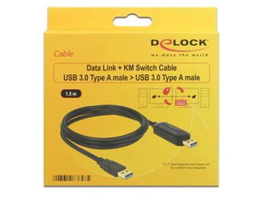 DELOCK Kabel, USB 3.0, USB-A (M) na USB-A (M), DataLink + KM switch, 1.5m