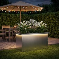 Vrtna posuda za sadnju s LED svjetlom 30 x 60 x 30 cm, srebrna