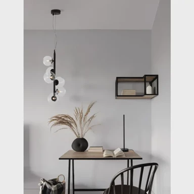 NOVA LUCE Visilica Odillia NL9009251, 6xG9, 230 V, fi 28, crna i transparentna