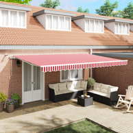 Automatska uvlačiva tenda s LED, 500 x 350 cm, crveno-bijele pruge