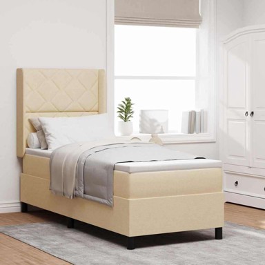 Box spring krevet s madracem 90x190 cm, tkanina, krema