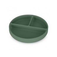 PETITEMARS Silikonski okrugli tanjur s odjeljcima i vakuumom 6 m+ Take&Match, Misty Green