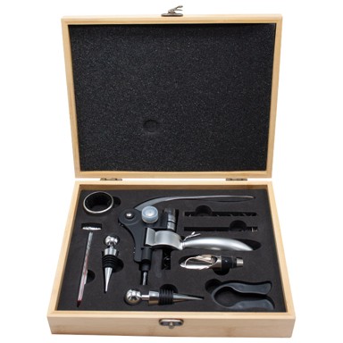 Set za vino, 9 dijelova u bambus kutiji