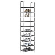 Stalak za cipele 10 razina, crni 44x28x180 cm netkana tkanina