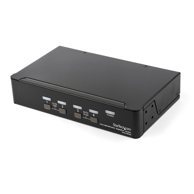 STARTECH KVM preklopnik SV431DPUA2, 4-portni, DisplayPort, 4K, Audio, za rack ormarić, crni