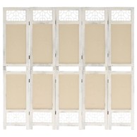 Sobna pregrada s 5 panela krem 175 x 165 cm od tkanine