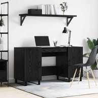Stol s policom crni hrast 140 x 50 x 75 cm konstruirano drvo  