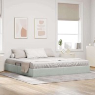 Krevet s pohranom 200 x 200 cm, baršun, svijetlo sivi