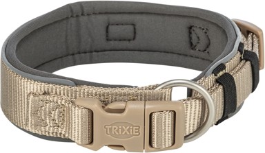 TRIXIE Ogrlica za pse Premium, L (46–55 cm / 50 mm), bež/grafit