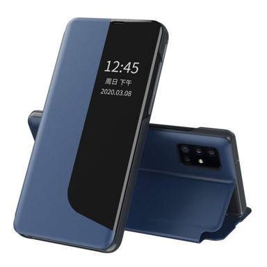 Torbica Eco Leather View Case  s preklopom od umjetne kože i funkcijom stalka za Huawei P40, plava