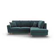 COSMOPOLITAN DESIGN Petrolej zelena baršunasti sklopiva/s prostorom za odlaganje kutna garnitura (s desnim kutom/u obliku slova L) Kyoto, 243x194x88 cm