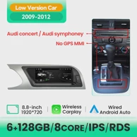 Autoradio uređaj, Android 13 bežični CarPlay za Audi A4 (2009–2016), LOW, 6GB/128GB, 09–12