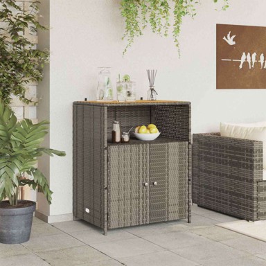 Cabinet s policom 70 x 50 x 87 cm poliester i roly rattan - siva
