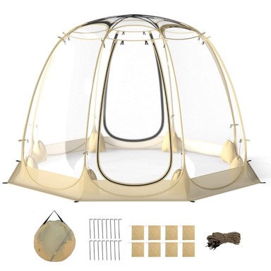 NORTHIX Prozirni PVC šator, 265x265 cm, sklopivi, za 5-6 osoba